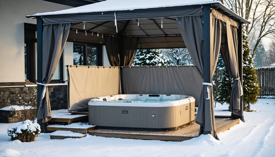All-season jacuzzi setup with retractable covering for year-round use