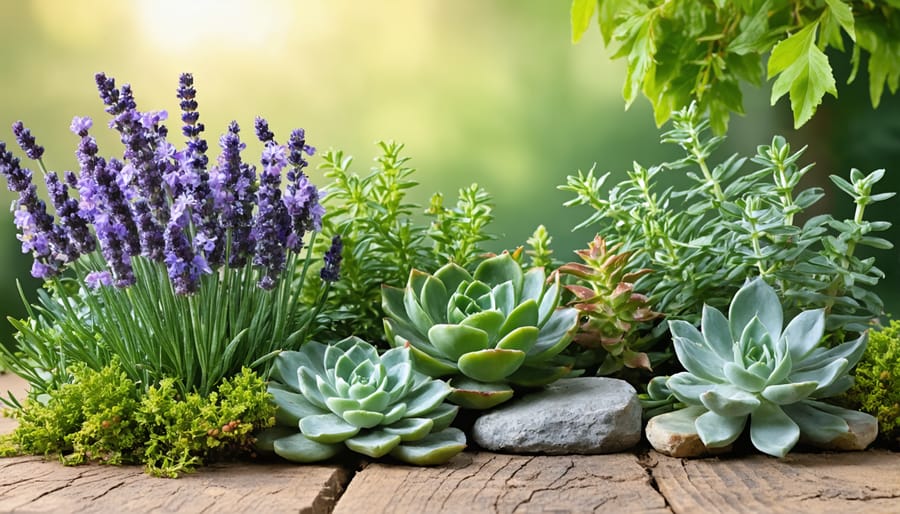 Display of water-efficient native plants in a residential garden landscape