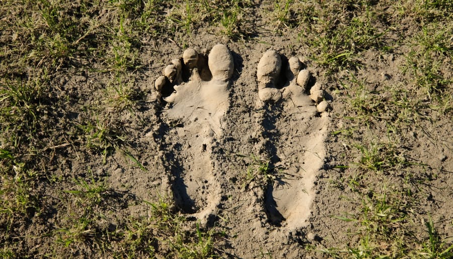 Drought-stressed lawn showing visible footprint patterns that don't spring back