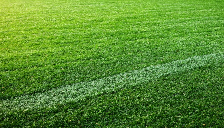 Lawn mower cutting grass at optimal summer height showing proper blade adjustment