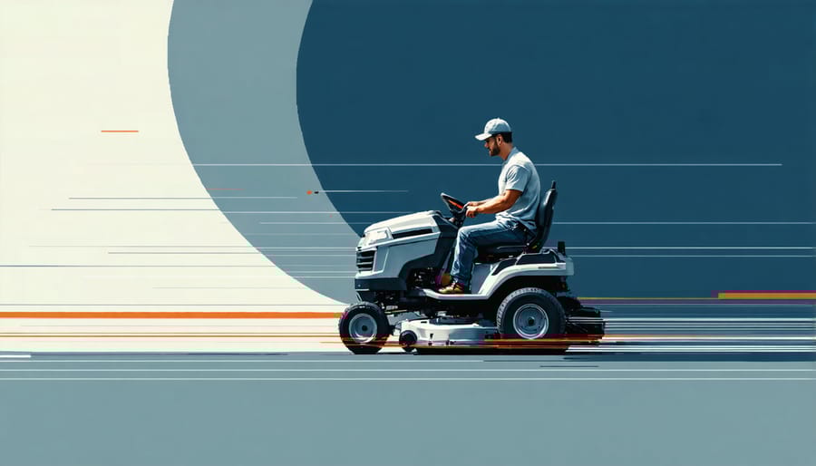 Zero turn mower performing a 360-degree turn with illustrated movement path