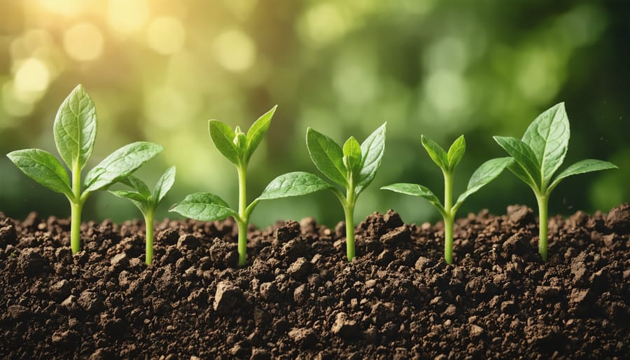 Backyard compost bin containing layered organic materials and garden waste