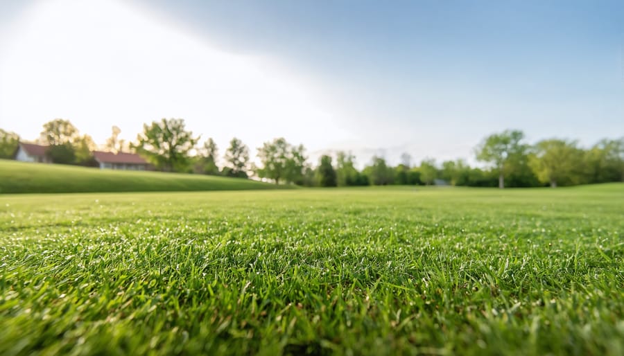 Hand broadcasting grass seed over prepared lawn soil with visible aeration holes