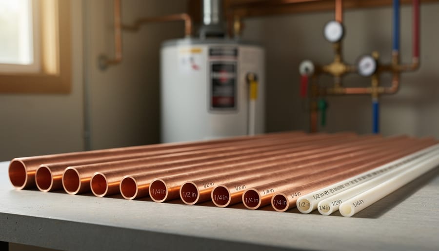 Cross-section view of four different diameter irrigation pipes showing size comparison