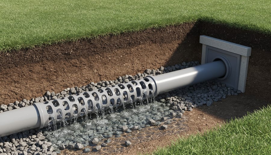 Comparison of perforated and solid drainage pipes on grass
