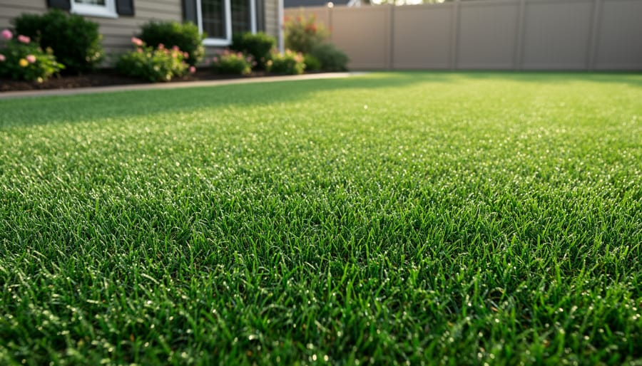 Healthy vibrant green lawn showing successful recovery from nitrogen deficiency