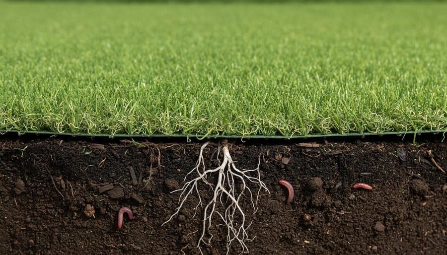 Macro view of healthy soil showing organic matter and biological activity