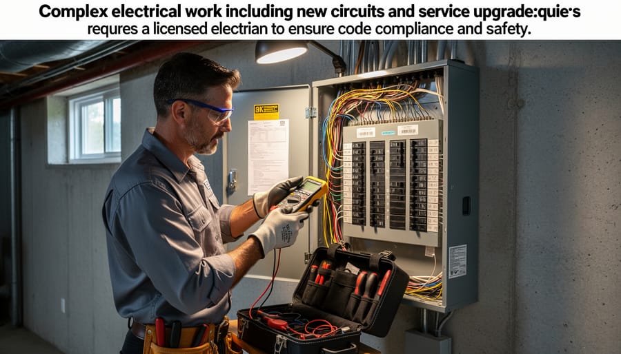Professional electrician working on outdoor electrical installation