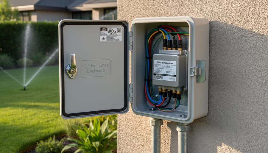 Smart irrigation system controller with multiple zone connections mounted on exterior wall