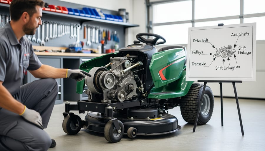 Hydrostatic transmission unit showing metal housing and fluid reservoir