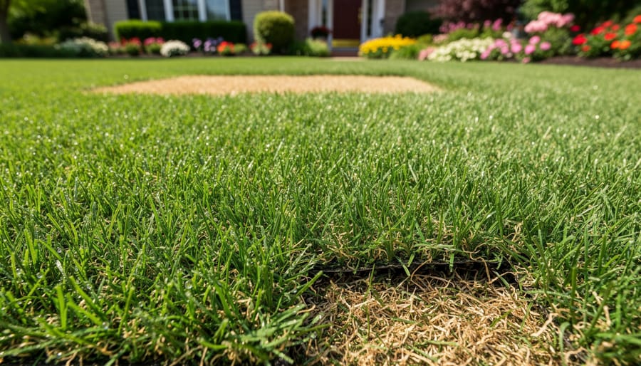Healthy mixed lawn showing diverse grass species growing together