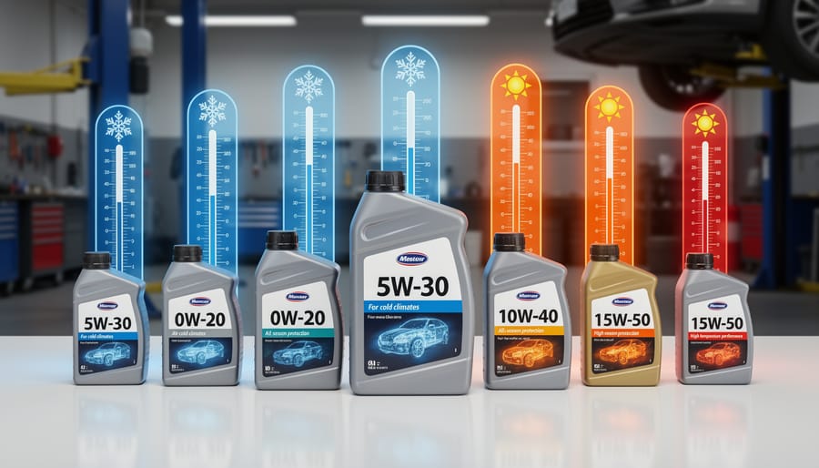 Various motor oil bottles showing SAE 30 and 10W-30 viscosity grades with dipstick
